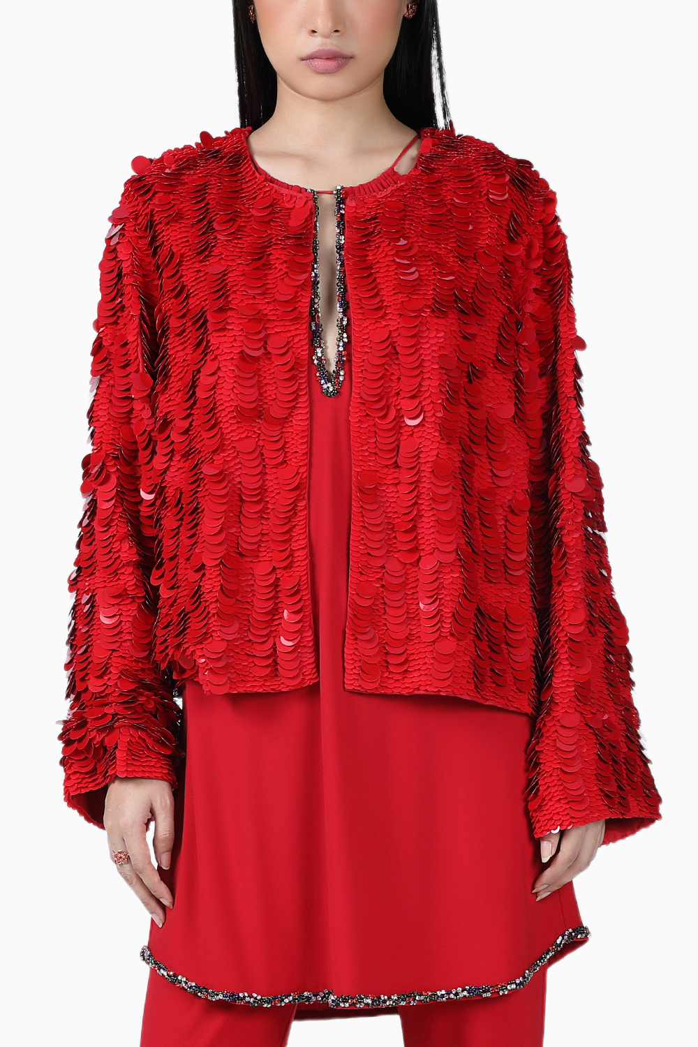 Red Sequin Leela Jacket