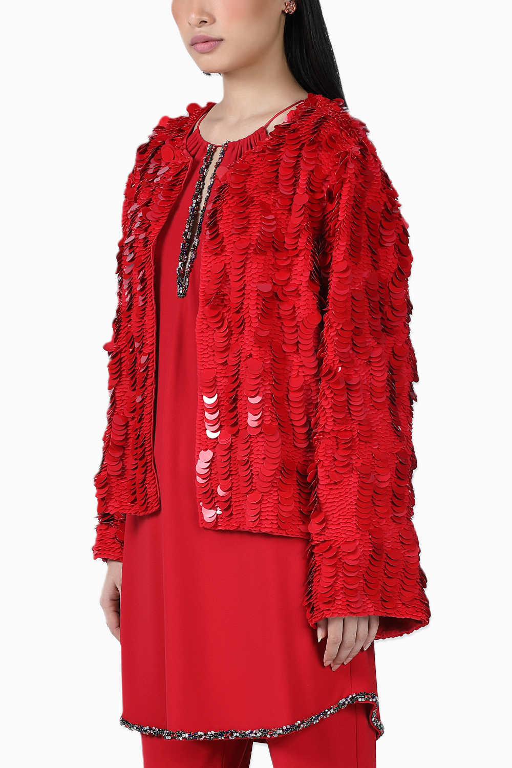 Red Sequin Leela Jacket