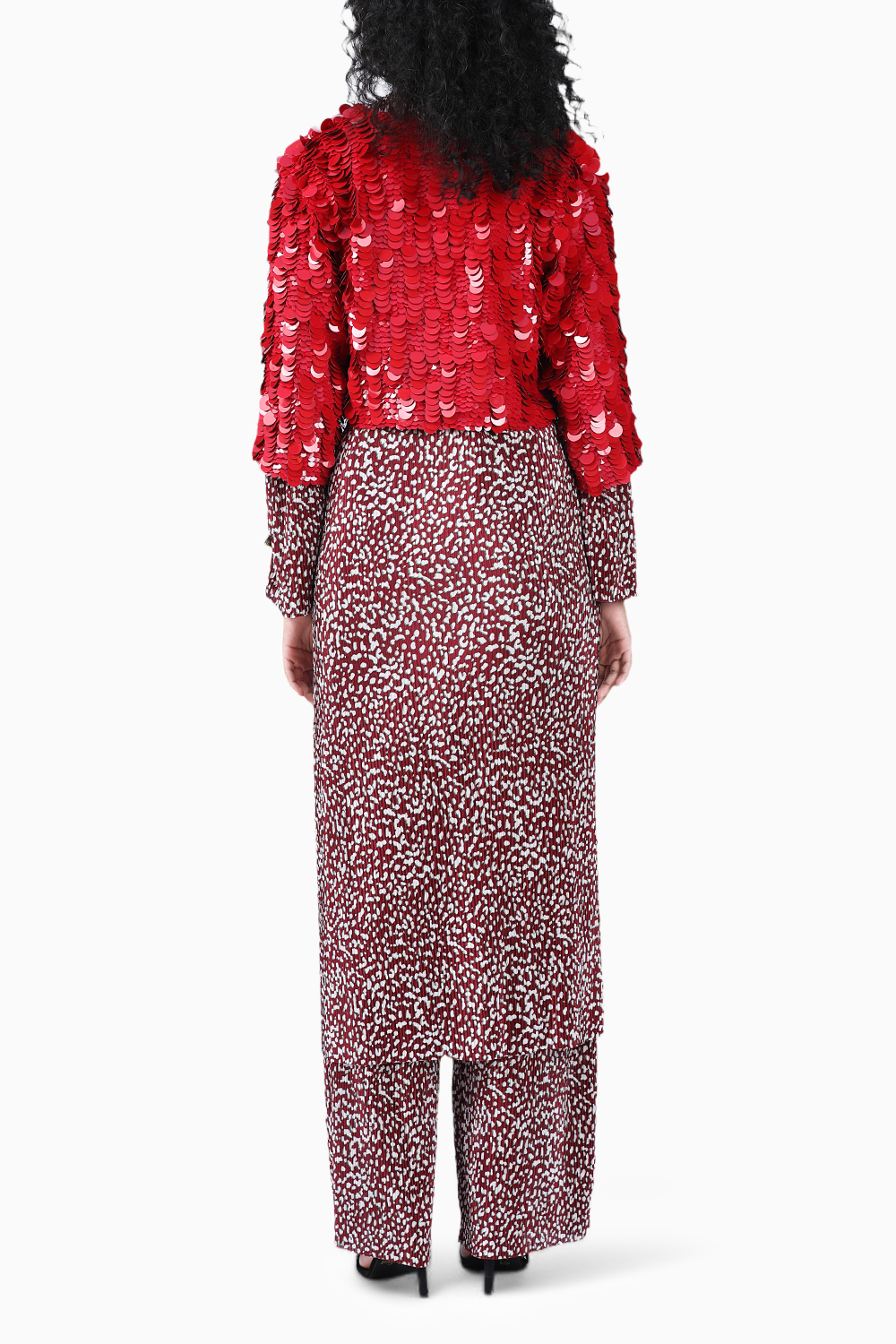 Leo Red Co-ord Set With Sequin Jacket