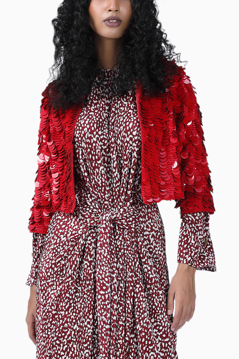 Red Sequin Leo Jacket