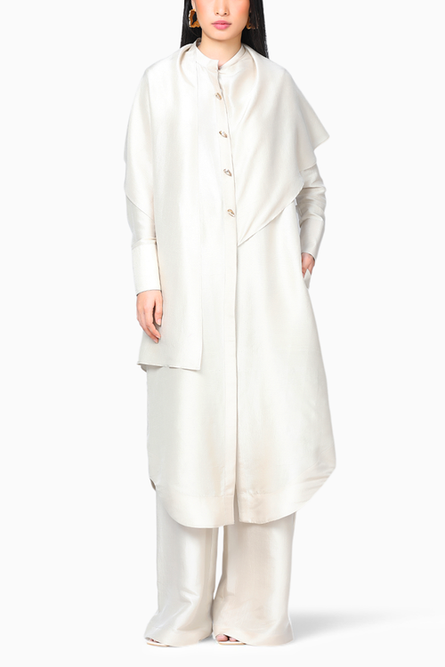 Ivory Silk Maxi Scarf Set