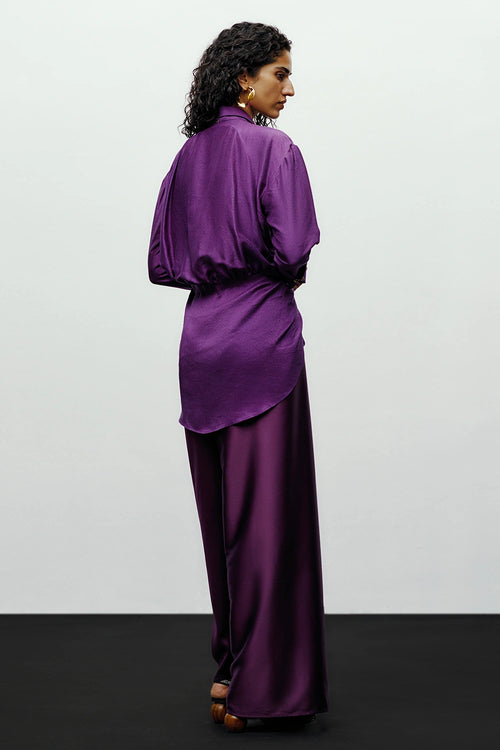 Purple Rue Shirt With Voile Dhoti Pants