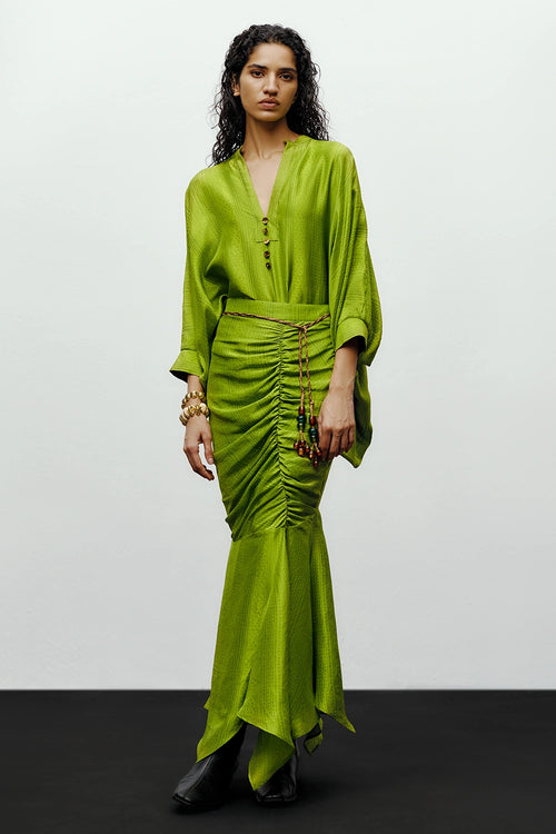 Lime Green Zin Shirt With Heather Skirt