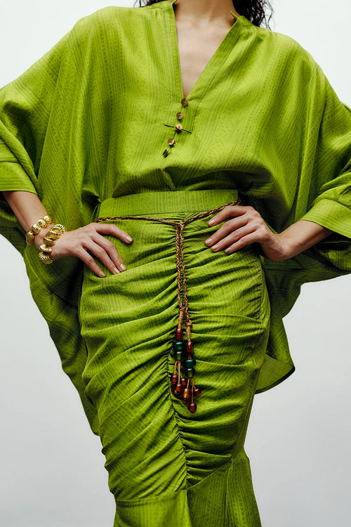Lime Green Zin Shirt With Heather Skirt