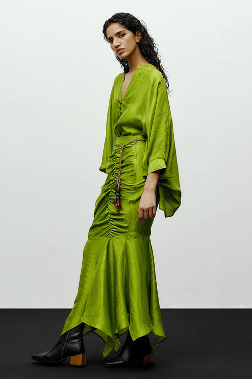 Lime Green Zin Shirt With Heather Skirt