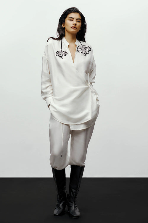 White Flora Shirt With Pj Pants