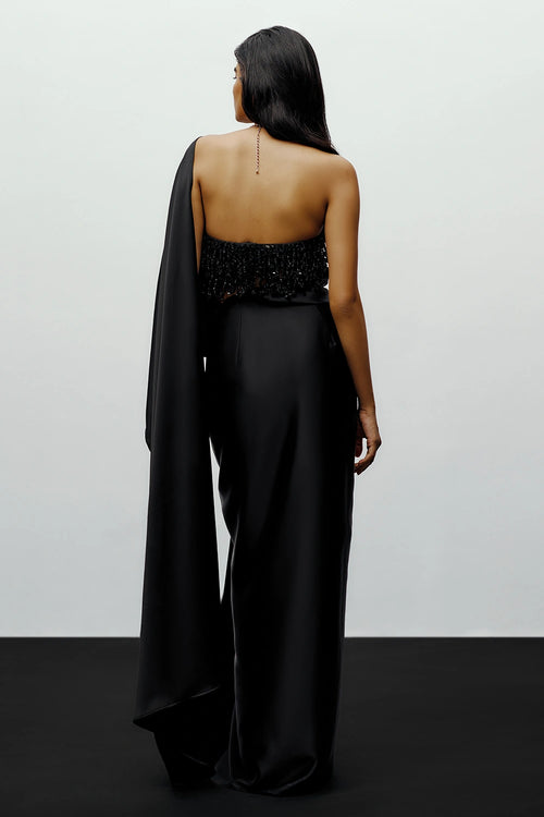 Black Rimi Sari With Bella Tube Top