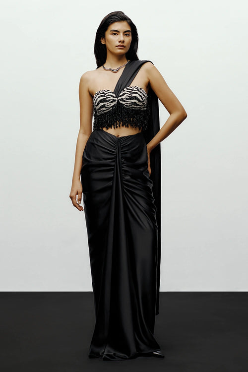 Black Rimi Sari With Bella Tube Top