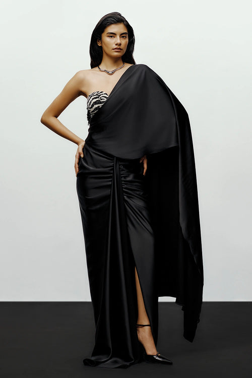 Black Rimi Sari With Bella Tube Top