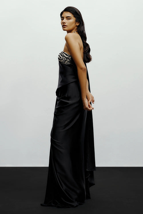 Black Rimi Sari With Bella Tube Top