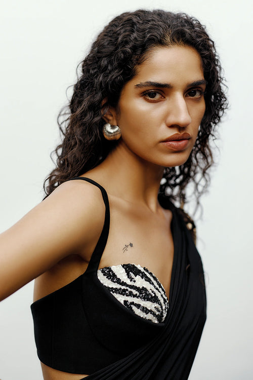 Black Knot Sari With Eira Blouse