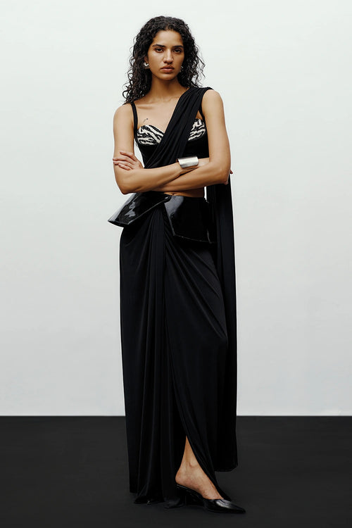 Black Knot Sari With Eira Blouse