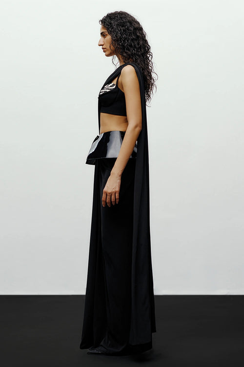 Black Knot Sari With Eira Blouse