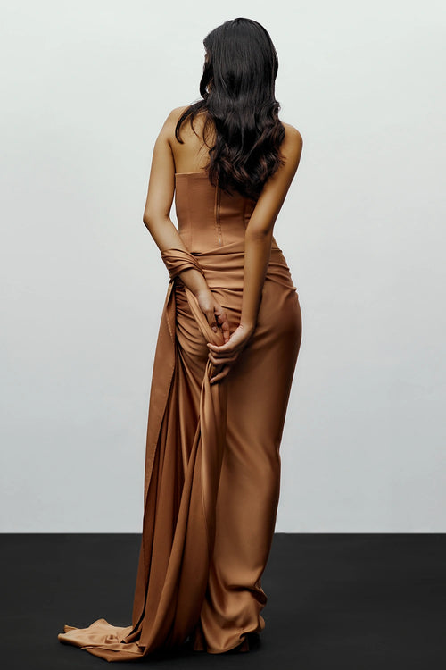 Copper Kaai Sari With Mk Corset