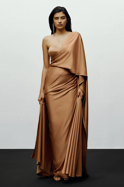 Copper Kaai Sari With Mk Corset