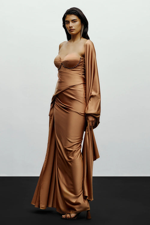 Copper Kaai Sari With Mk Corset