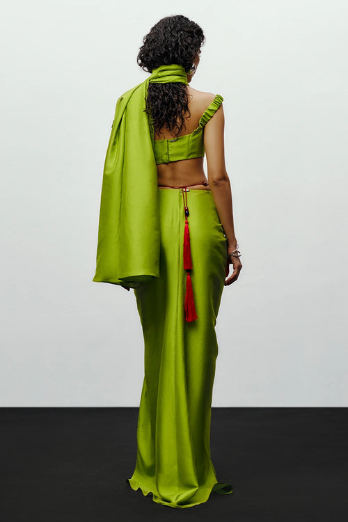 Lime Green Ray Sari With Camila Blouse