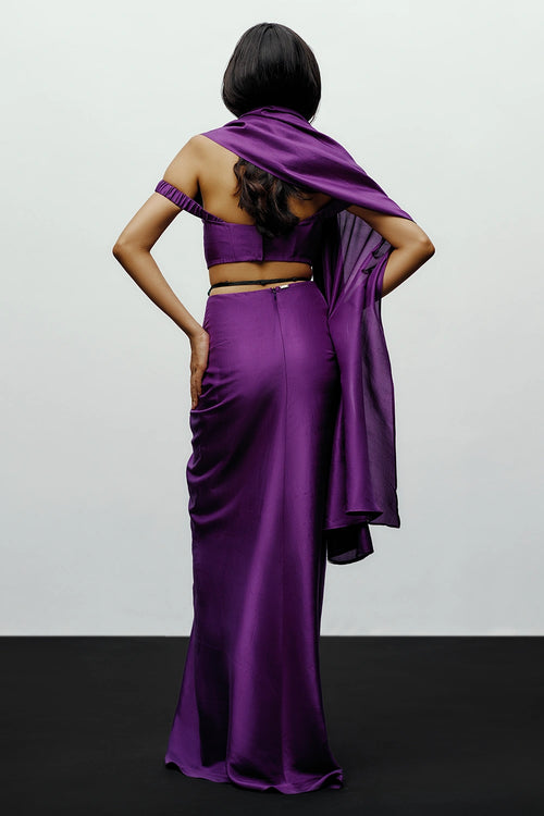 Purple Ray Sari With Purple Camila Blouse