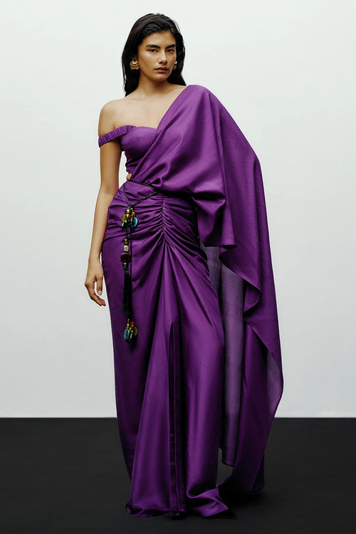 Purple Ray Sari With Purple Camila Blouse