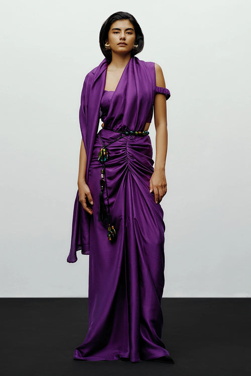 Purple Ray Sari With Purple Camila Blouse