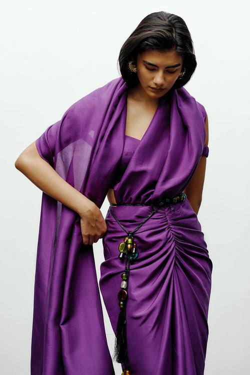 Purple Ray Sari With Purple Camila Blouse
