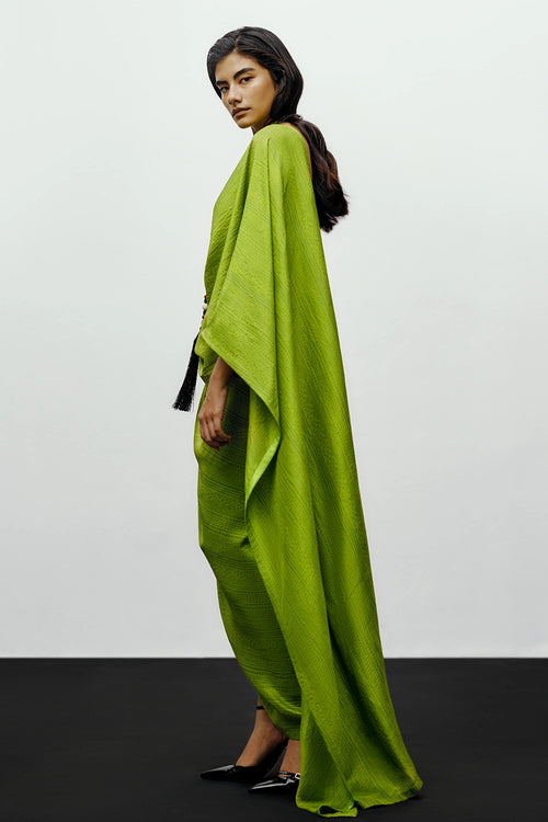 Lime Green Mose Sari With Gilly Blouse