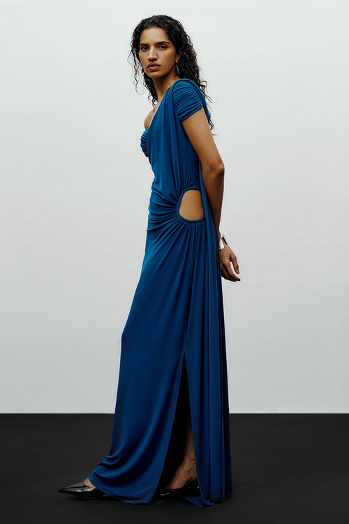 Teal Mule Saree With Feona Blouse