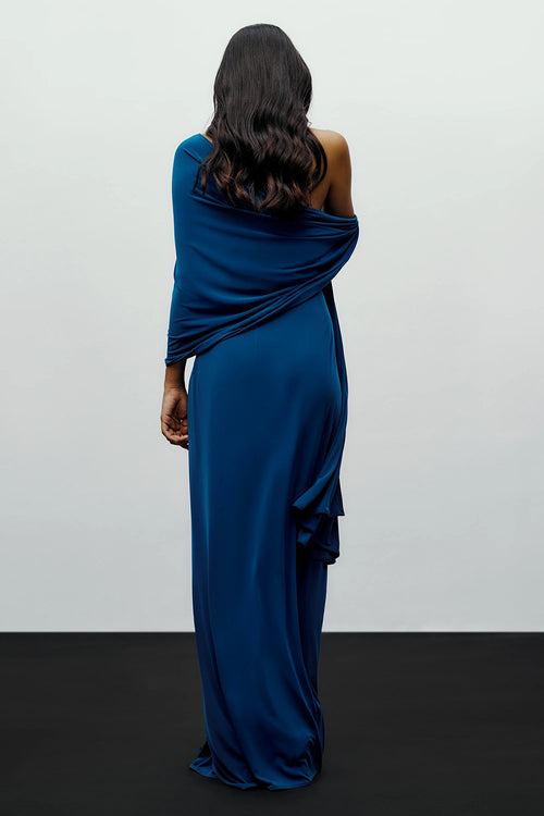 Teal Knot Sari With Zeen Blouse