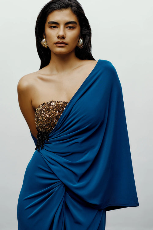 Teal Knot Sari With Zeen Blouse