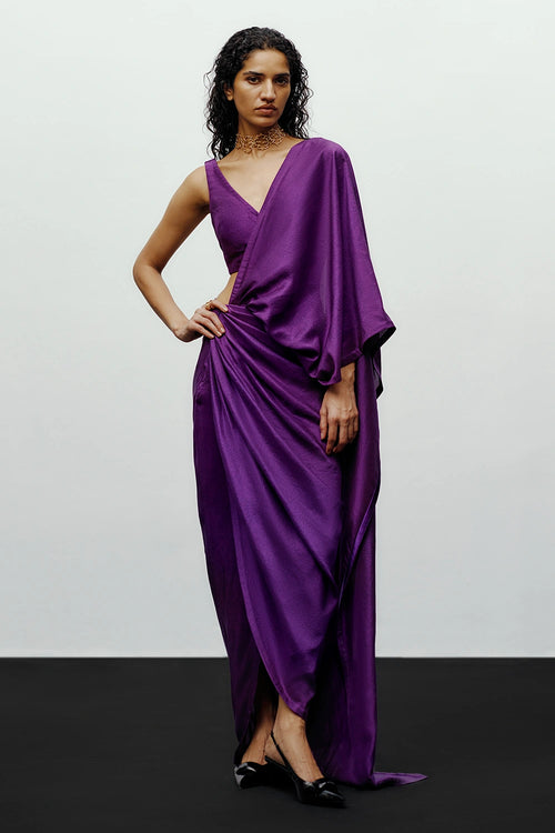Purple Neo Sari With Milly Blouse