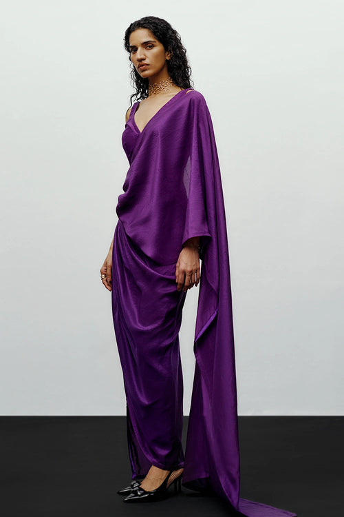 Purple Neo Sari With Milly Blouse