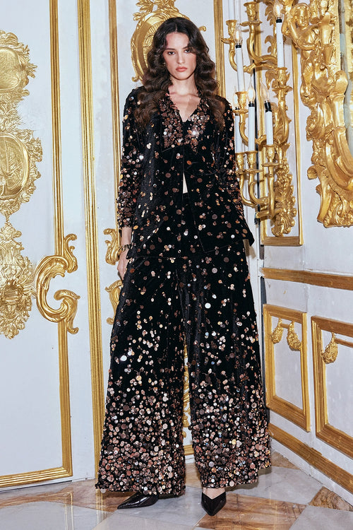 Paillette Embroidered Velvet Suit