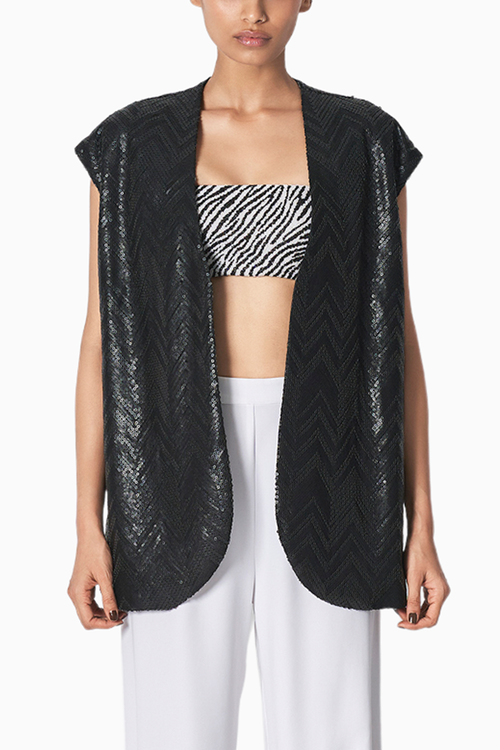 Chevron Black Waistcoat