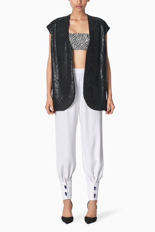 Chevron Black Waistcoat