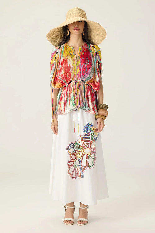White Multi Scottie Skirt