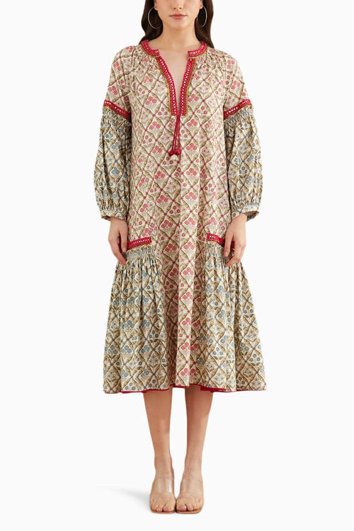 Red Bespoke Hand Embroidered Dress