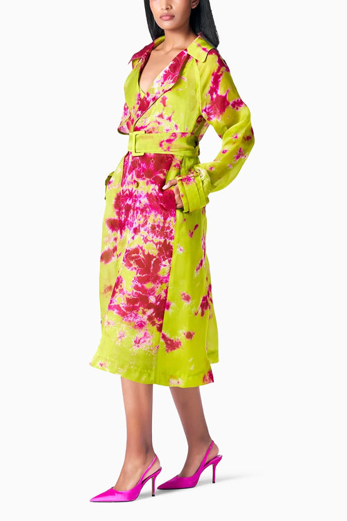 Chartreuse Seas Trench Coat