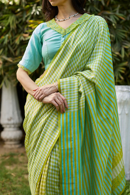 Crossroads Lime Saree With Blouse
