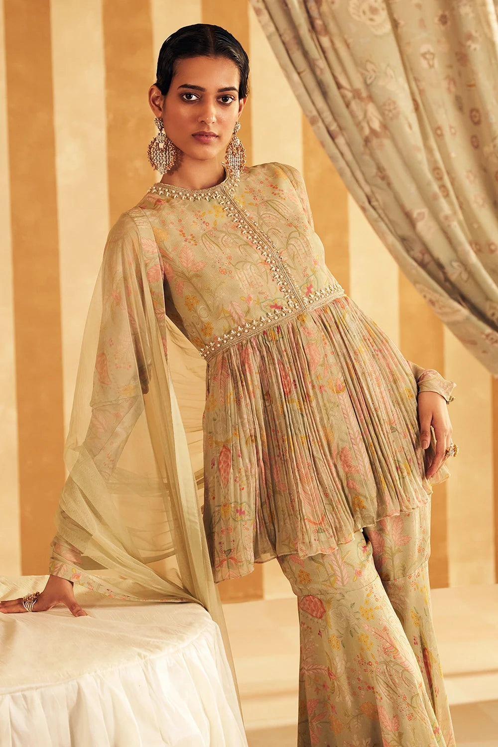 Nashit Mint Green Peplum Set