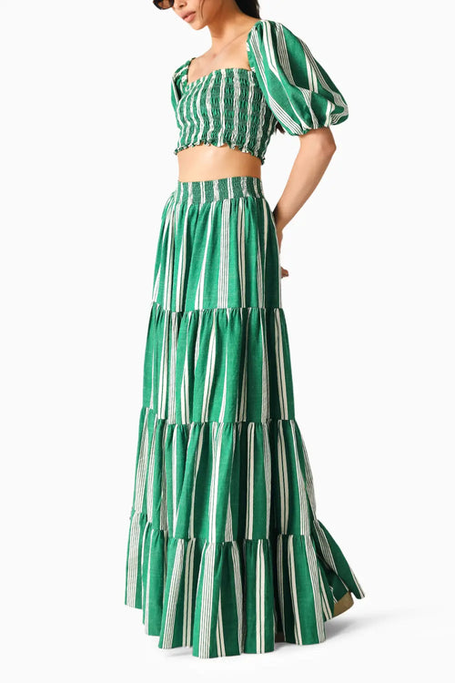 Hazel Green-White Stripes Co-ord Set
