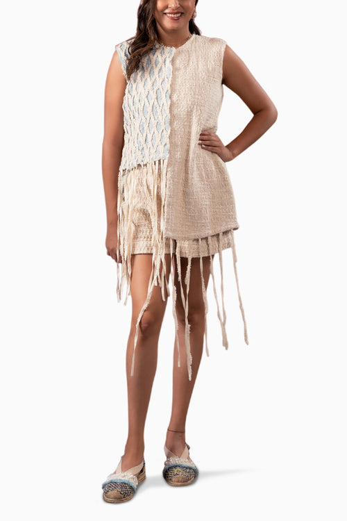 Woven Cotton Tassel Shirt  Set