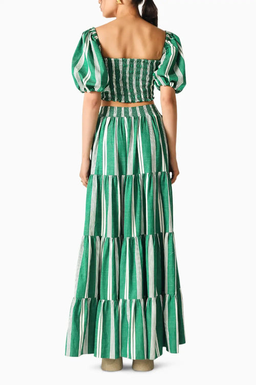 Hazel Green-White Stripes Co-ord Set