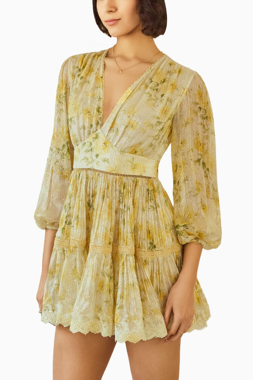 Empire line Yellow Short Dress