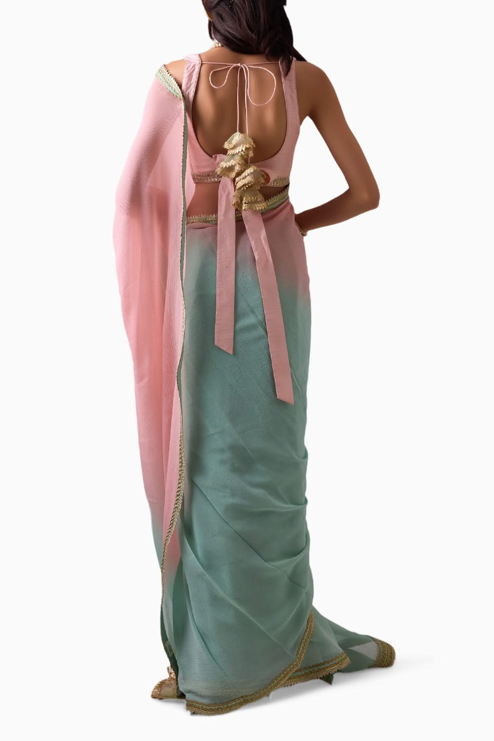 Ombre Neela-Pink Chiffon Saree