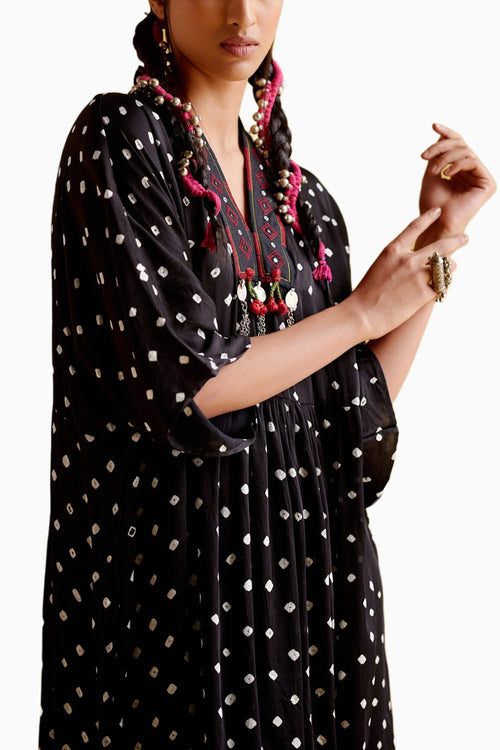 Annika  Black Bandhini Kaftan