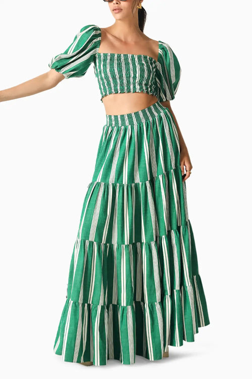 Hazel Green-White Stripes Co-ord Set