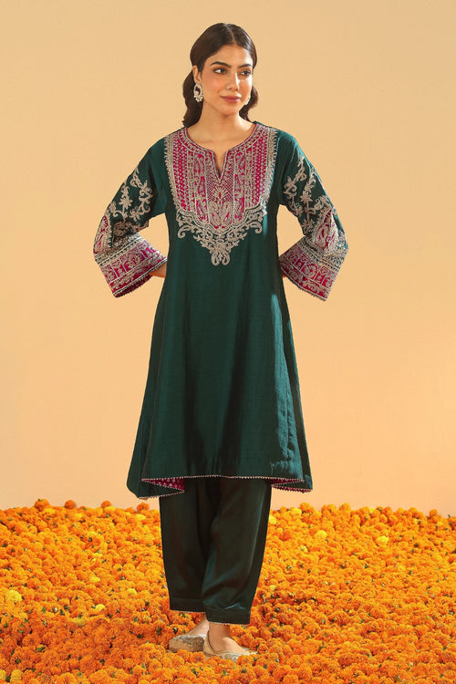 Mohsina Emerald Green Chauga with Salwar