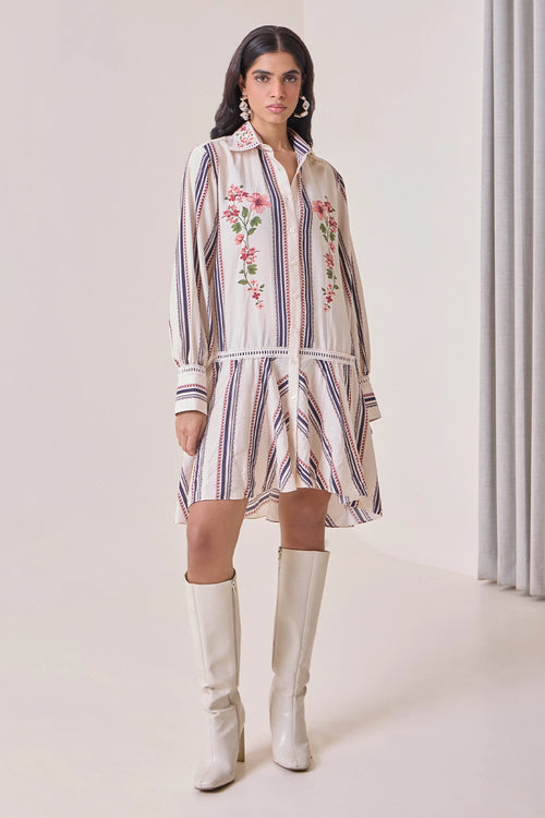 Creme Petal Shirt Dress