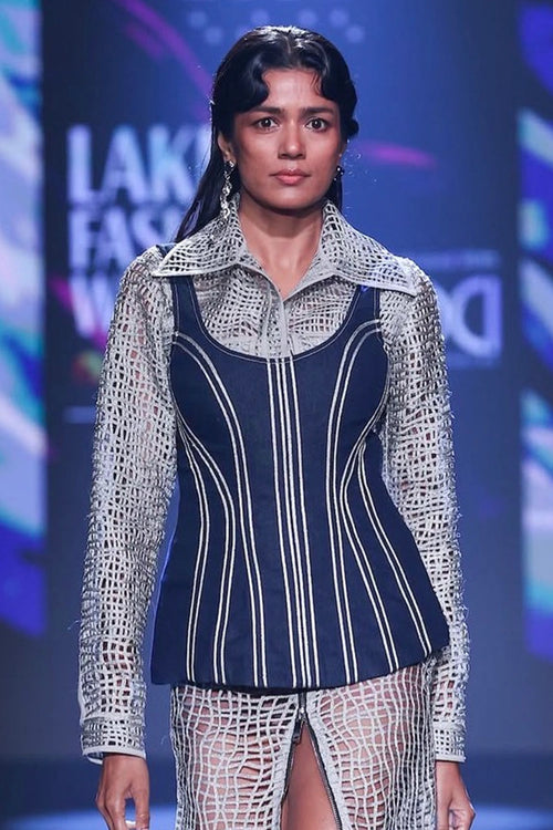 Zari Mesh Embroidered Jacket