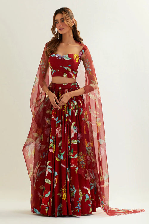 Luna High Waisted Skirt With Blouse And Dupatta